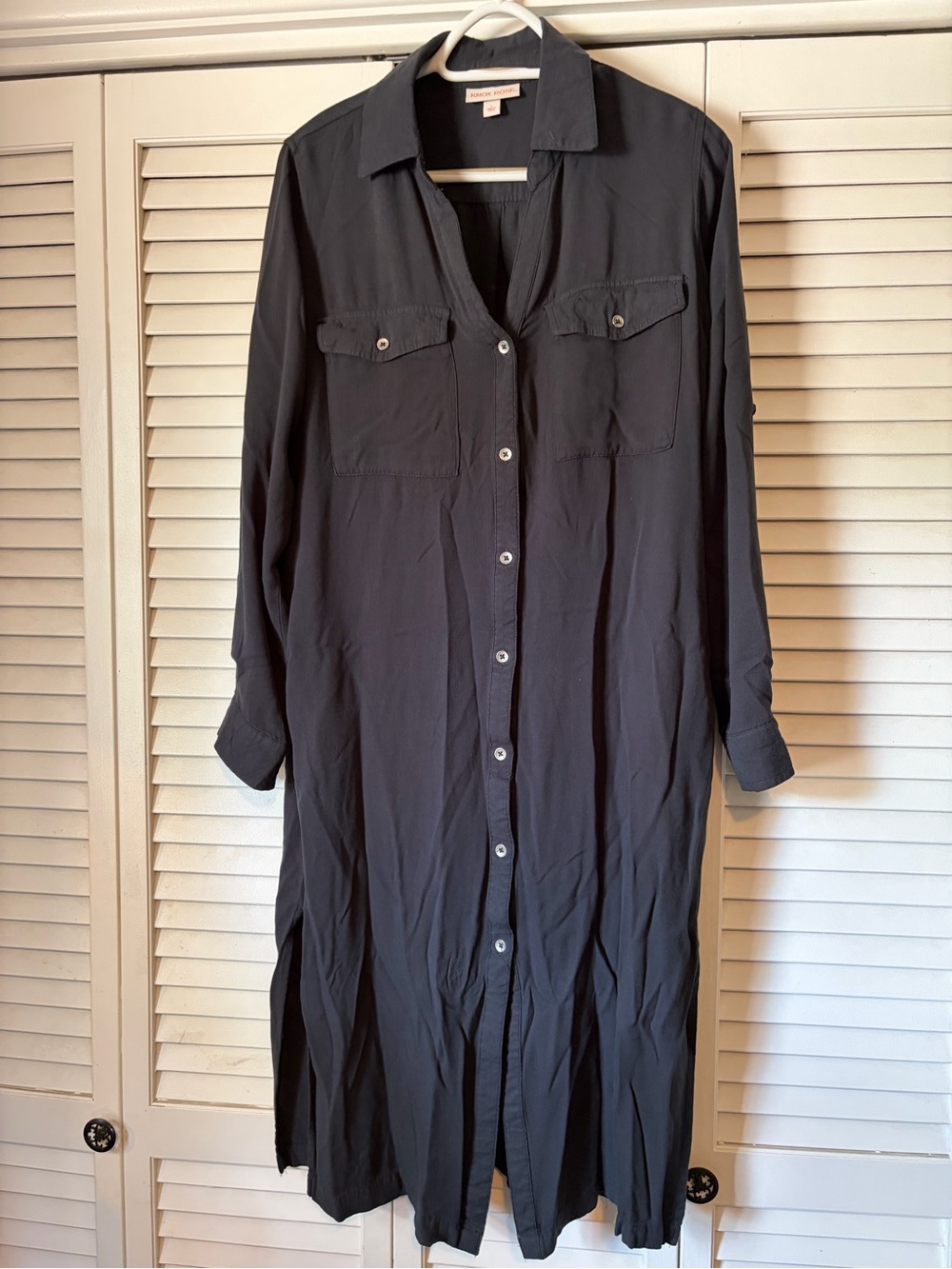 Knox Rose Black Long Sleeve Button-Front Shirt Dress